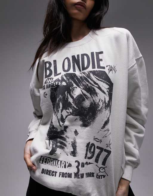 Topshop - Sweater met gelicenseerde 'Blondie 1977'-print in ecru, 3 van 4