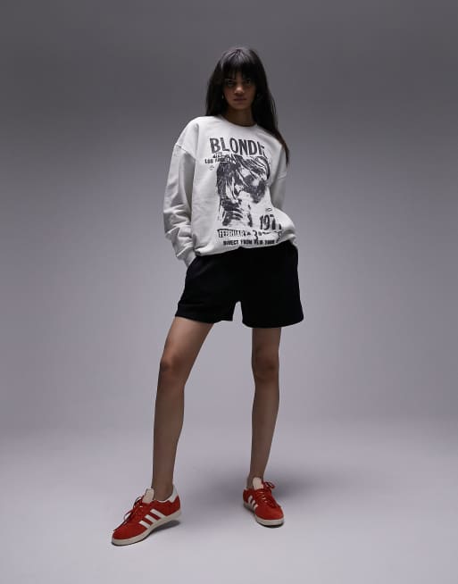 Topshop - Sweater met gelicenseerde 'Blondie 1977'-print in ecru, 4 van 4