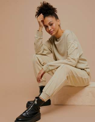 Topshop Sweatpants In Sand Heather-neutral In Neutral