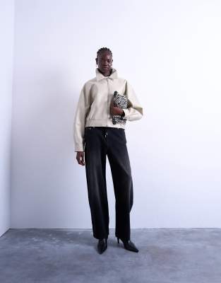 Topshop Sweatpants Jean With Drawcord In Black