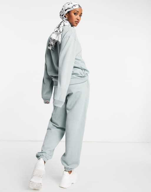 Topshop sweatshirt and jogger tracksuit set in sage ASOS