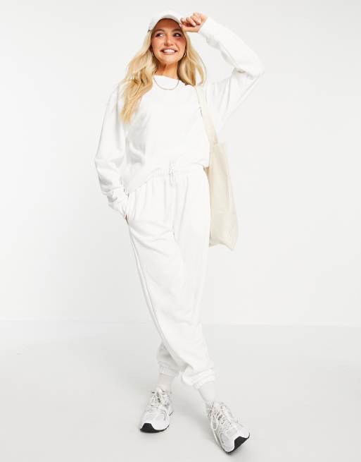 Topshop sweatshirt and jogger tracksuit set in white