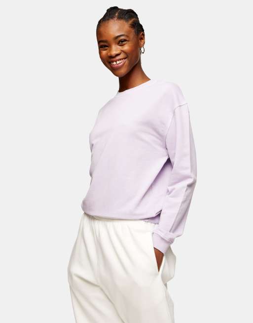 Topshop – Sweatshirt in fliederfarbener Acid-Waschung