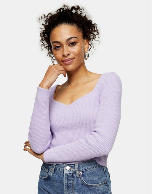 Topshop sweetheart neckline fluffy sweater space-print in lilac | Calvin  Klein Jeans T-shirt met lange mouwen | EdifactoryShops
