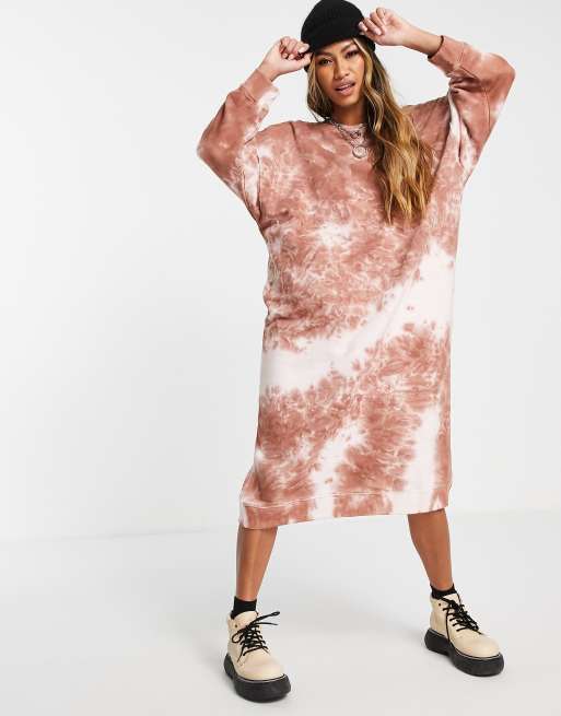 Topshop – Sweter oversize w kolorze piaskowym z efektem tie-dye