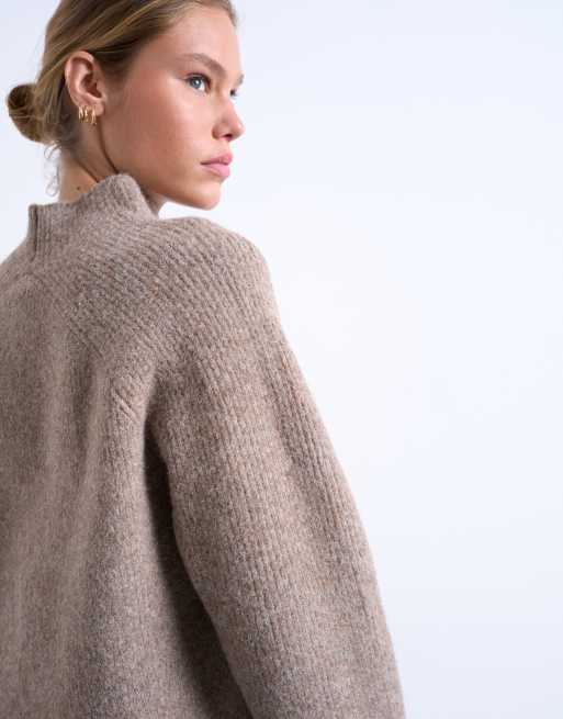 Topshop – Sweter oversize z golfem w kawowym kolorze, 2 z 4