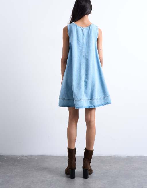 Topshop - Swing-kjole i afbleget denim, 2 af 4