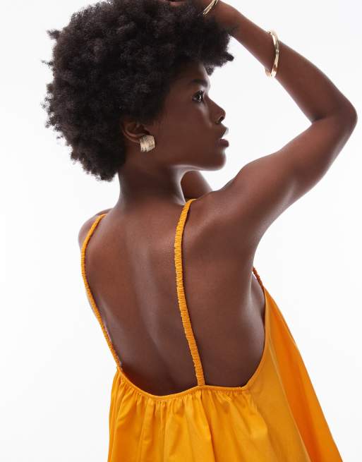 Topshop - Swing-sundress med firkantet hals og elastik i orange, 2 af 4