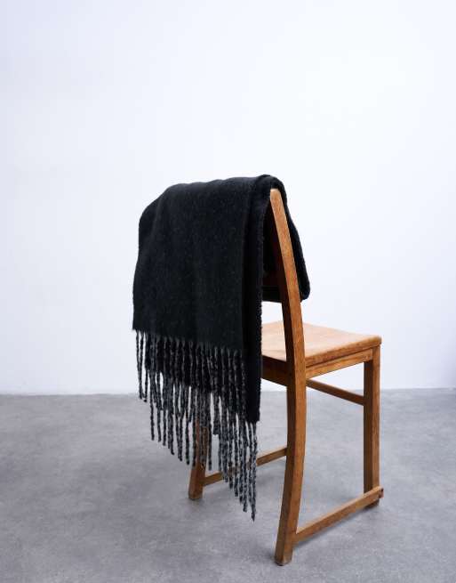 Topshop Sydney blanket scarf in black & gray