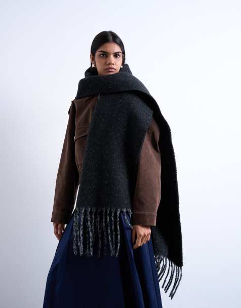 Topshop Sydney blanket scarf in black & grey - view 1
