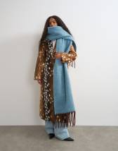 Topshop Sydney blanket scarf in blue and chocolate speckle