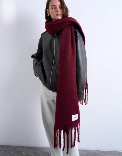 Topshop Sydney blanket scarf in burgundy - view 1