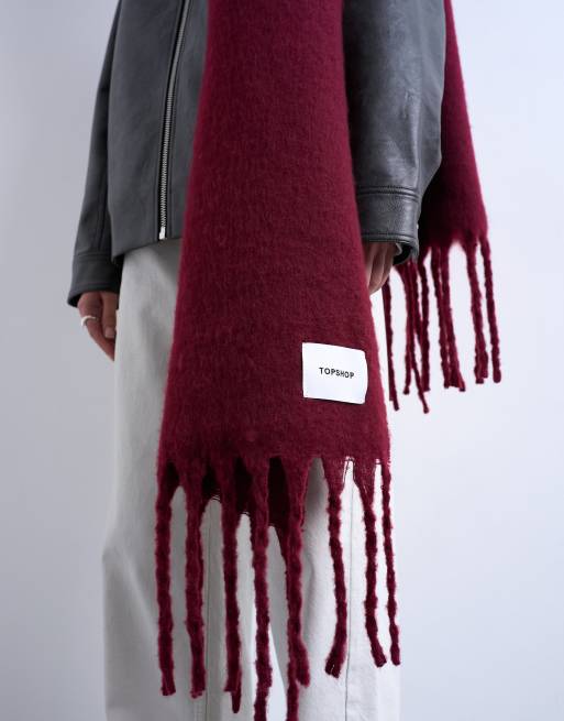 Topshop Sydney blanket scarf in burgundy