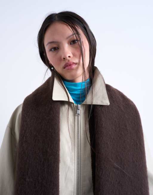 Topshop Sydney blanket scarf in chocolate