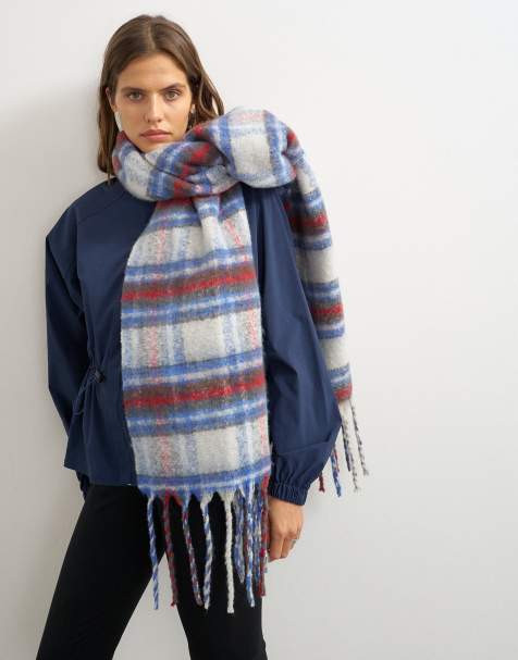 Topshop Sydney blanket scarf in cobalt check - view 1