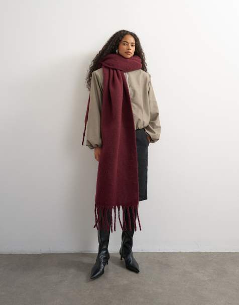 Topshop Sydney blanket scarf in maroon - view 1