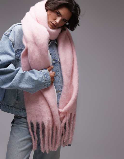 Topshop Sydney blanket scarf in pink heather, 2 of 4