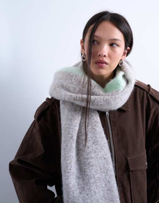 Topshop - Sydney - Chokoladebrunt og mintgrønt tæppetørklæde, 2 af 3