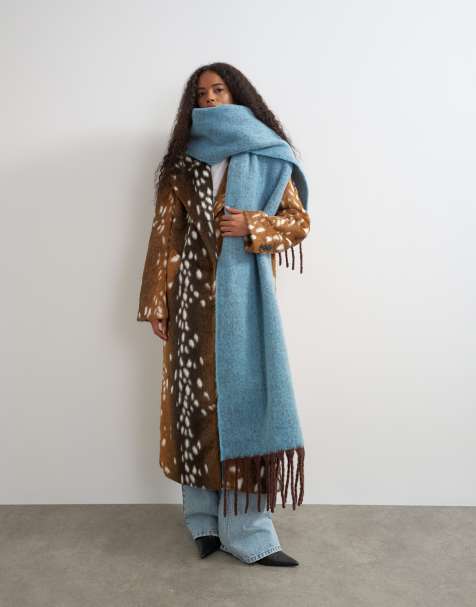 Topshop Sydney duży szalik w niebiesko-czekoladowe cętki - view 1
