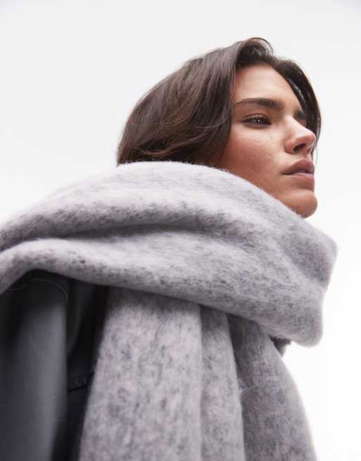 Topshop – Sydney – Gråmelerad och bred halsduk, 4 av 4