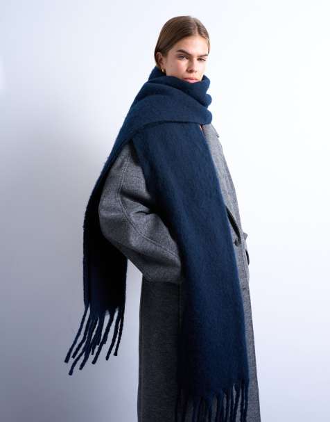 Topshop Sydney blanket scarf in navy