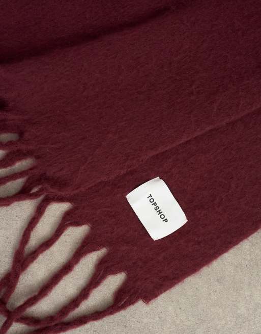 Topshop Sydney oversized sjaal in bordeauxrood, 3 van 3