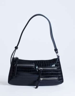 Topshop Sydney pocket shoulder bag in black