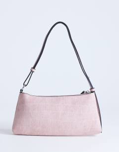Model wearing Sydney pocket shoulder bag in dusty pink