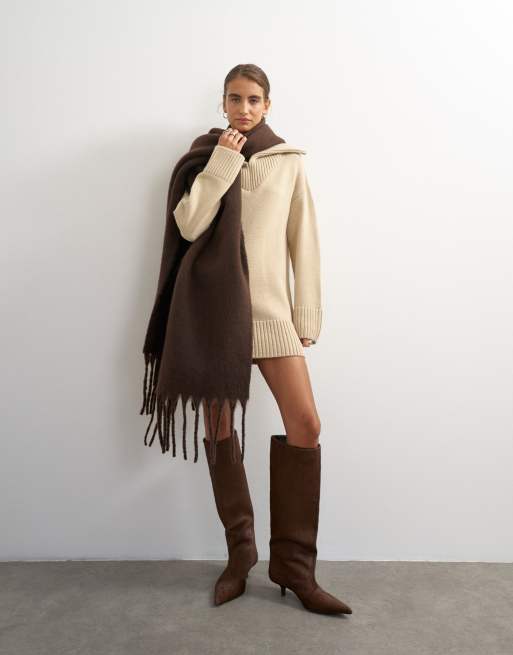 Topshop Sydney scarf i chokladbrun, 3 av 3