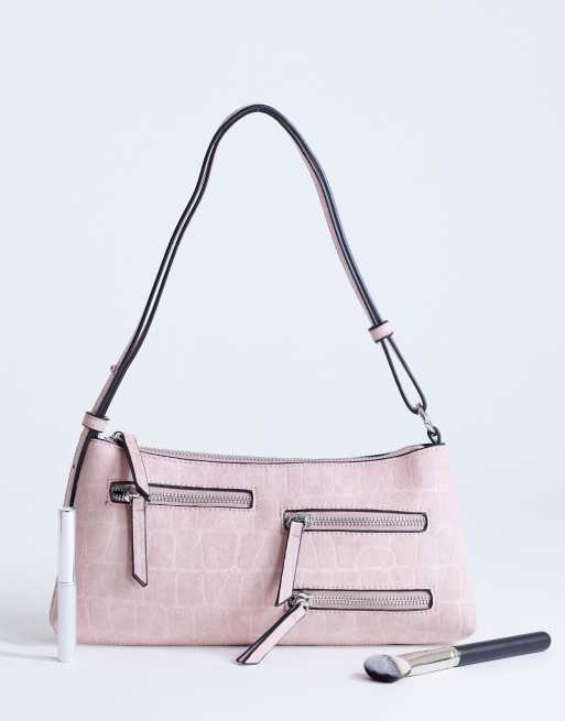 Topshop – Sydney – Schultertasche in Staubrosa mit Taschendetail, 4 von 4