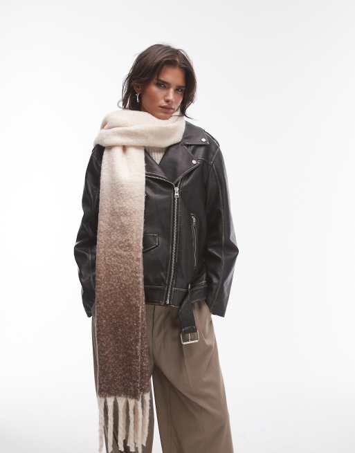 Topshop - Sydney - Sciarpa color cioccolato e crema stile coperta