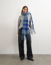 Topshop Sydney stripe blanket scarf in dusky blue and cobalt