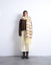 Topshop Sydney striped blanket scarf in green & brown