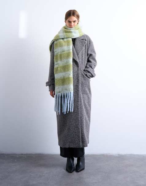 Topshop – Sydney – Szeroki szalik w zielono-białe paski - view 1