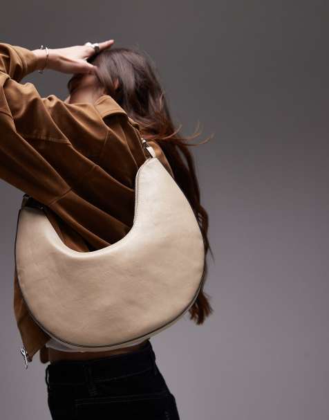 Topshop – Sydney – U-förmige Schultertasche in Wollweiß - view 1
