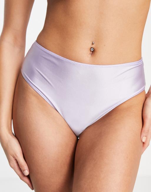Topshop – Syrénlila trosor med hög midja av satin, 3 av 4