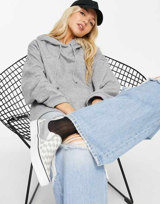 Topshop – Szara melanżowa bluza oversize z kapturem