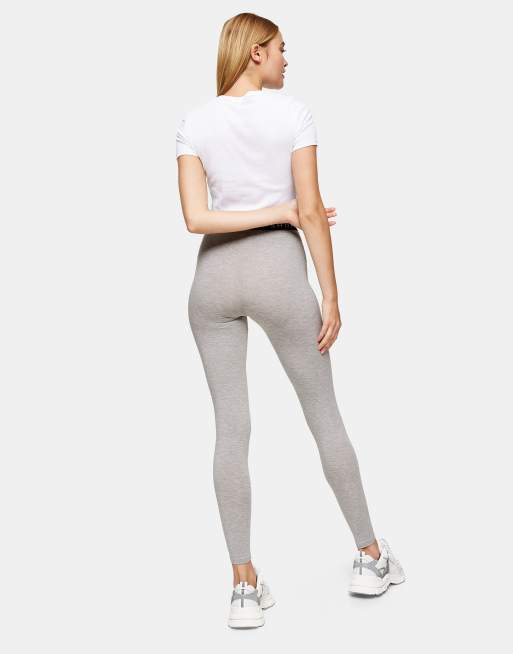 Topshop – Szare legginsy z gumką z logo, 2 z 4
