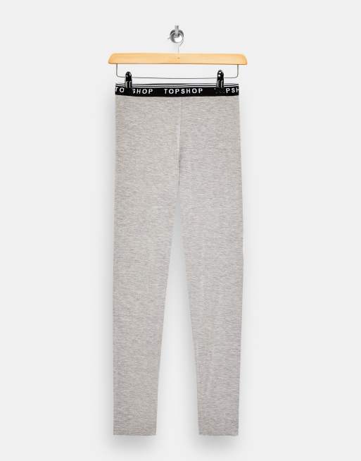 Topshop – Szare legginsy z gumką z logo, 3 z 4