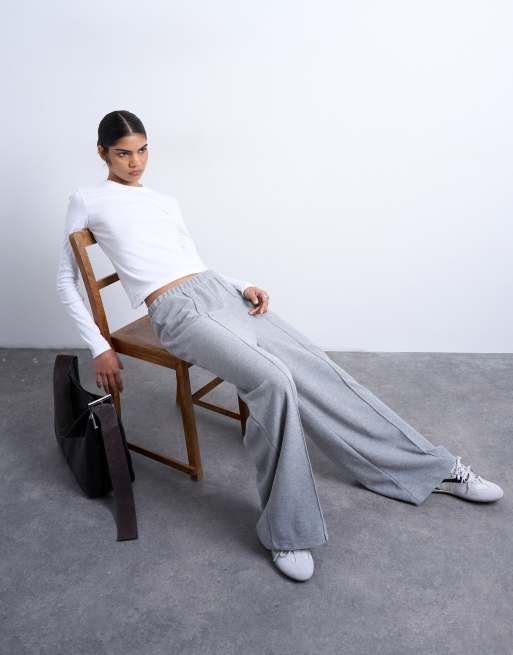 Topshop – Szare miękkie spodnie ze szczotkowanego materiału z zaszewkami