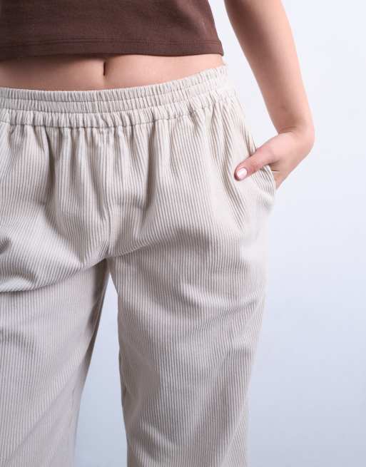 Topshop – Szarobeżowe wciągane joggersy sztruksowe, 4 z 5