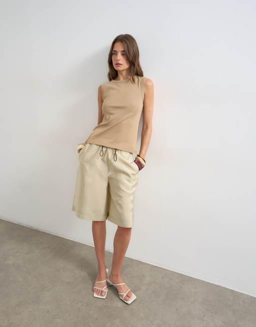 Topshop – Szarobeżowy dopasowany top bez rękawów, 4 z 4