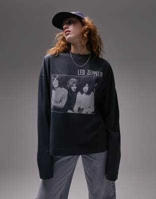 Topshop – Szaroniebieski T-shirt w stylu skater z licencjonowaną ...