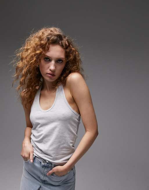 Topshop – Szary melanżowy top z dekoltem halter