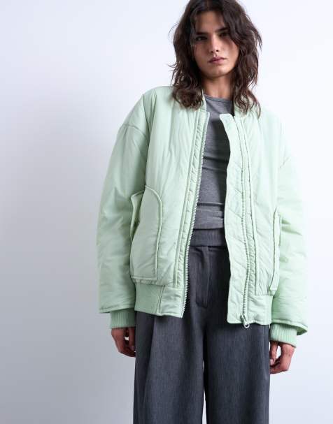 Topshop techy bomber jacket in sage