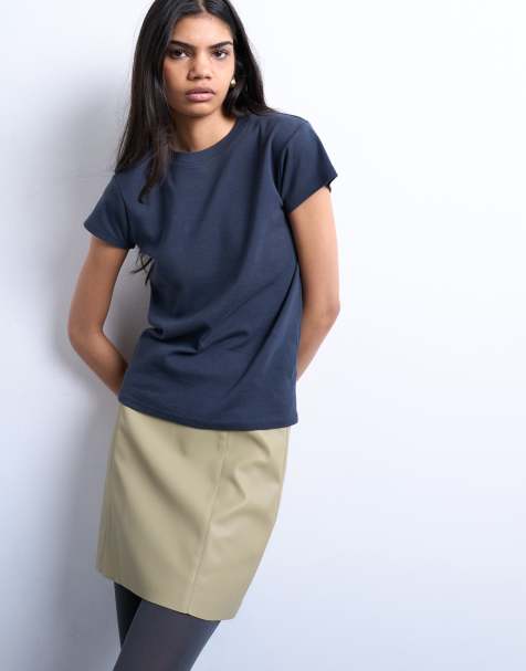 Topshop faux leather co-ord mini skirt in sage