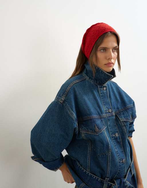 Topshop szydełkowana opaska na uszy w czerwieni, 2 z 3
