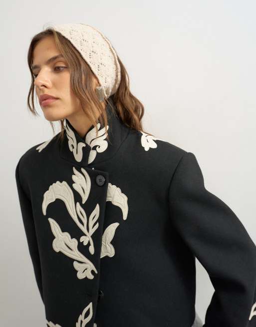 Topshop szydełkowane nauszniki w kolorze stone, 2 z 3