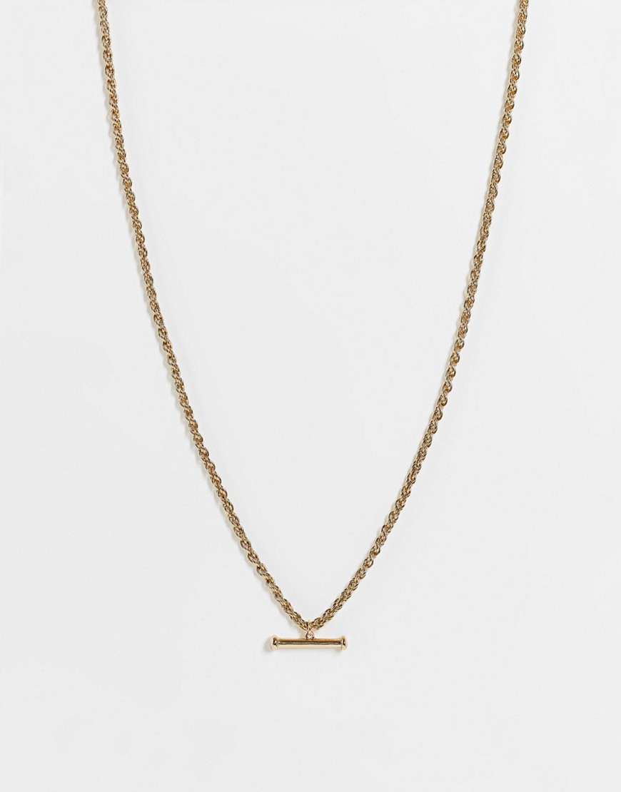 Topshop t-bar pendant twist chain necklace in gold