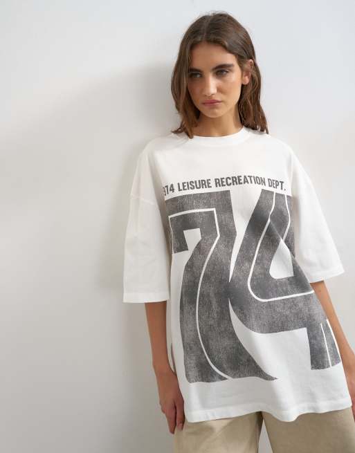 Topshop - T-shirt à imprimé 74 style vintage - Blanc, 3 de 4